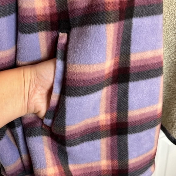 SAGE shacket women’s XXL purple checkered thick Sherpa-like lining - Picture 7 of 14